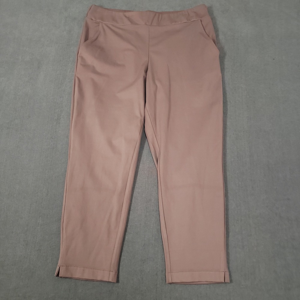Zac & Rachel Pull On Pants Womens XL Mauve Brown‎ Stretch Tapered Ankle Slit